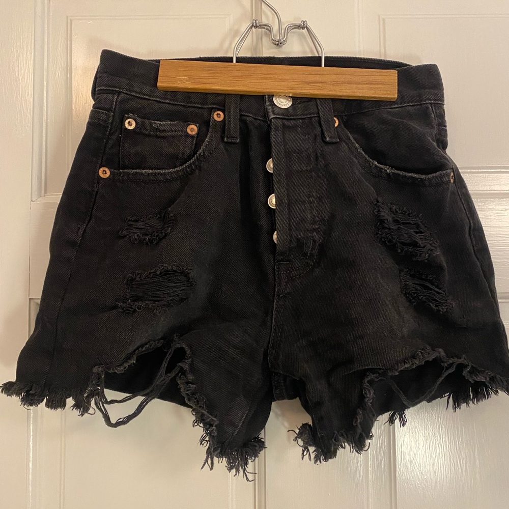 90s High Rise Cut Off Black Jean Shorts